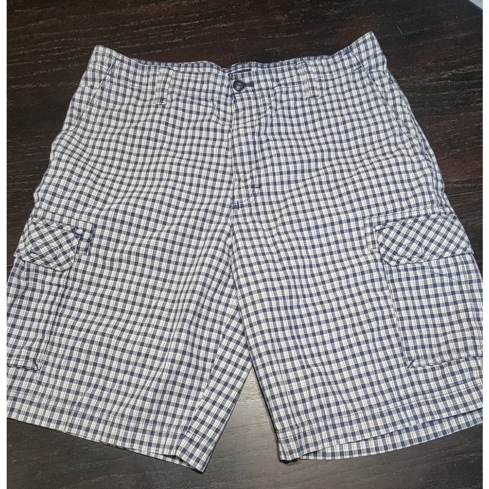IZOD Shorts Adult 36 Plaid Flat Front 10" Inseam Chino Cargo Pockets Golf Mens